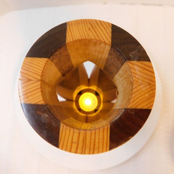 Hand Turned Wooden Vase Tea-Light Candle Holder Stripe Walnut Birch? Wood Decor - Picture 6 of 15